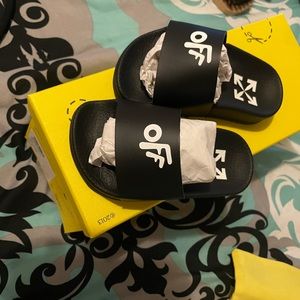 Off white pool slides